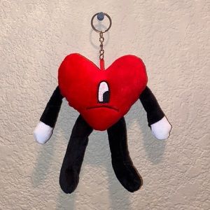 Bad Bunny heart plush keychain